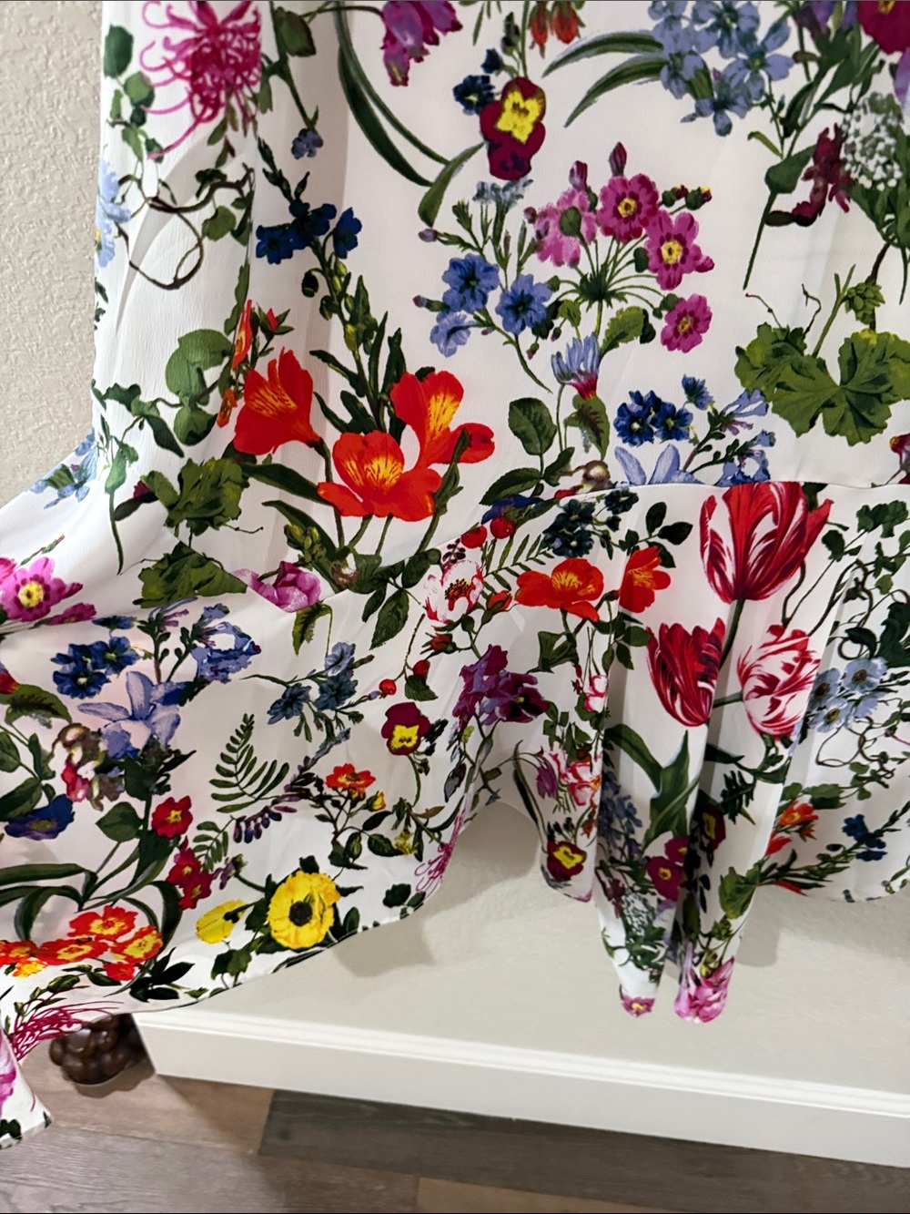 Maggy London White Midi Dress with Multi-Color Floral Print - Picture 2 of 8